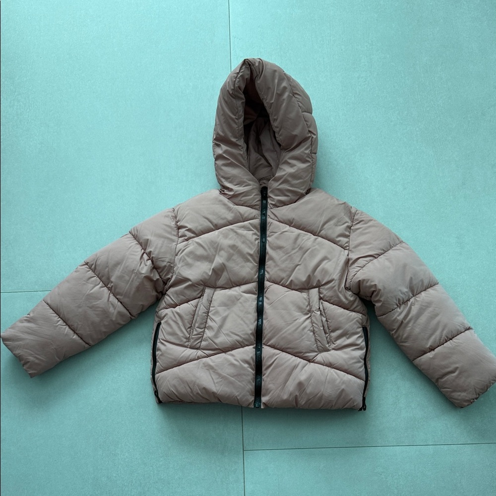 Zara Kids Brown Hooded Puffer Coat